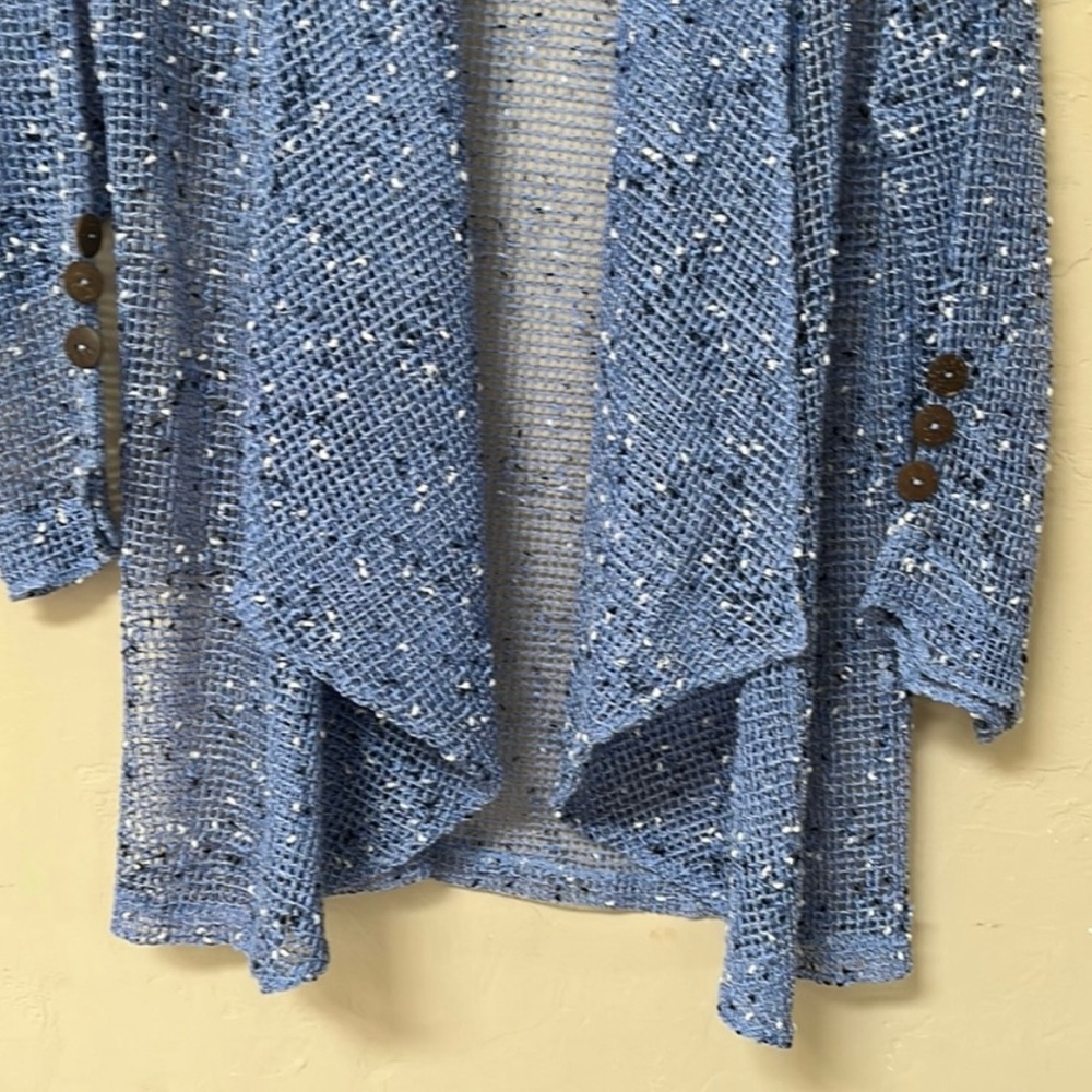 Lulu B Open Knit Blue Cardigan Size Medium - Picture 9 of 10